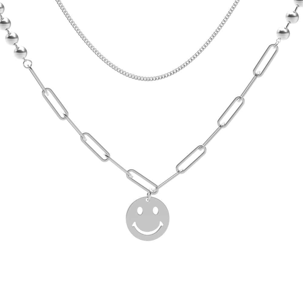 Smiling Face Necklace Double Layer Necklace Gifts for Her - Giftlab