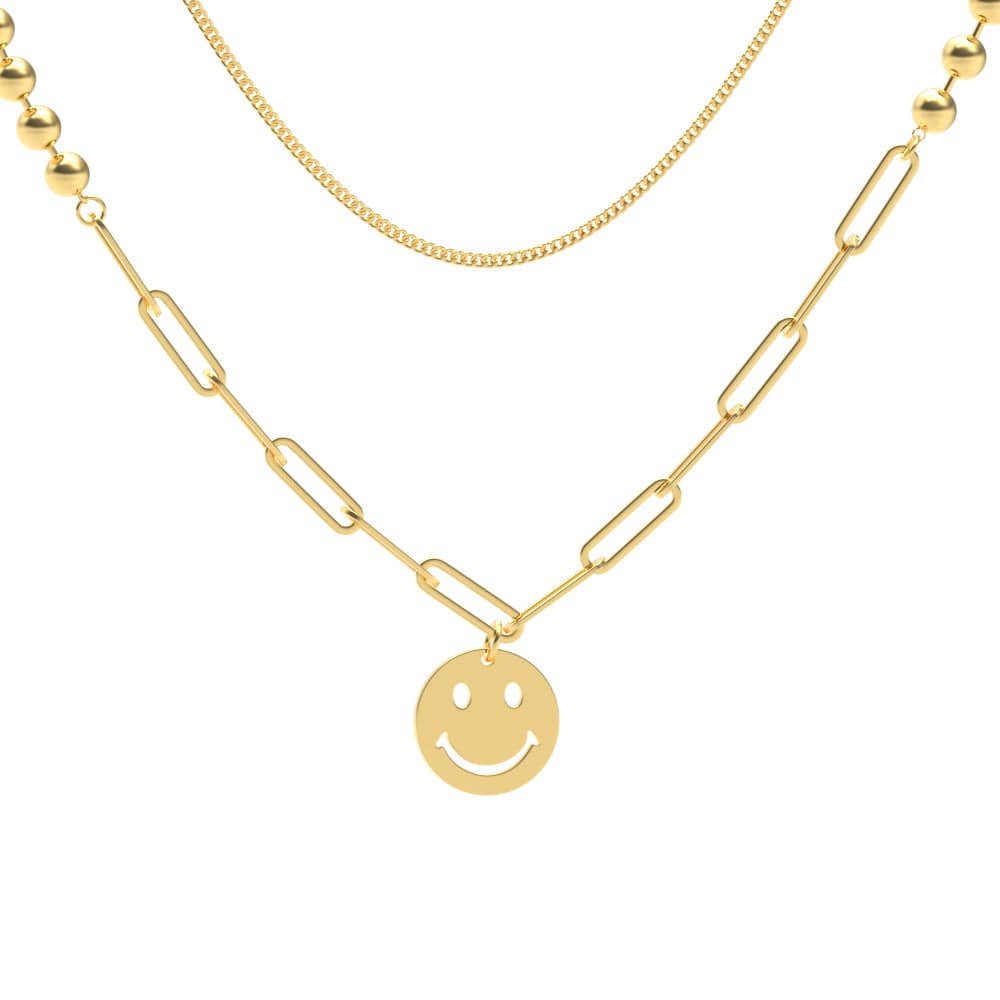 Smiling Face Necklace Double Layer Necklace Gifts for Her - Giftlab