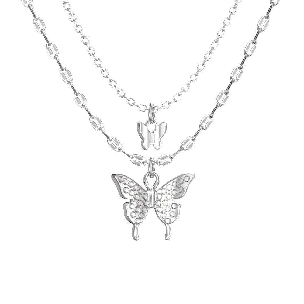 Butterfly Necklace Diamond Butterfly Double Layer Necklace Mother's Day Gifts - Giftlab