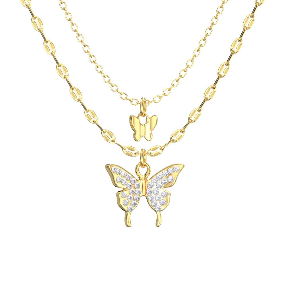 Butterfly Necklace Diamond Butterfly Double Layer Necklace Mother's Day Gifts - Giftlab