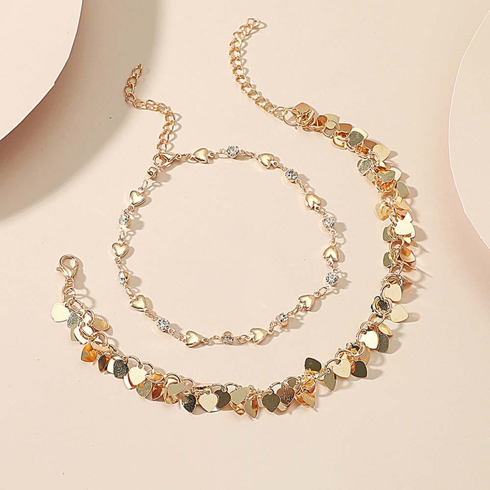 Boho Ankle Bracelet Multi-Layer Heart Anklet Female Fashion Anklet Best Friend Gift - Giftlab