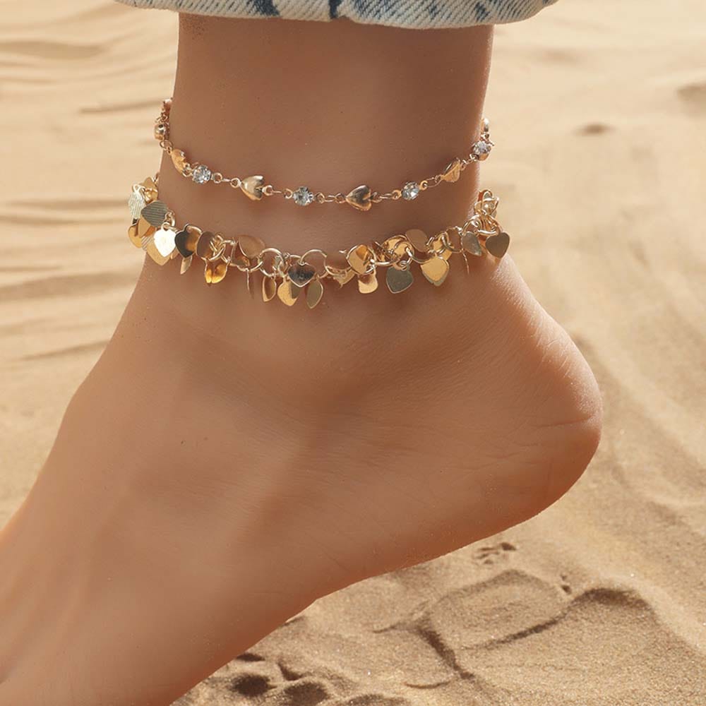 Boho Ankle Bracelet Multi-Layer Heart Anklet Female Fashion Anklet Best Friend Gift - Giftlab