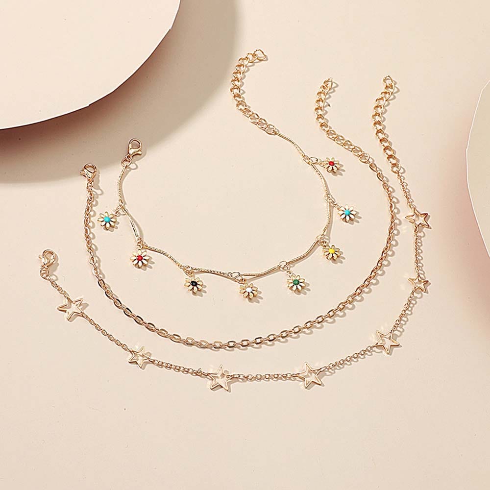 Boho Ankle Bracelet Flower Anklet Multi-Layer Fashion Anklet Gift for Friend - Giftlab