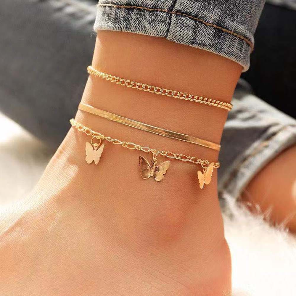 Boho Ankle Bracelet Butterfly Anklet Beach Multi-Layer Fashion Anklet Woman Anklet - Giftlab