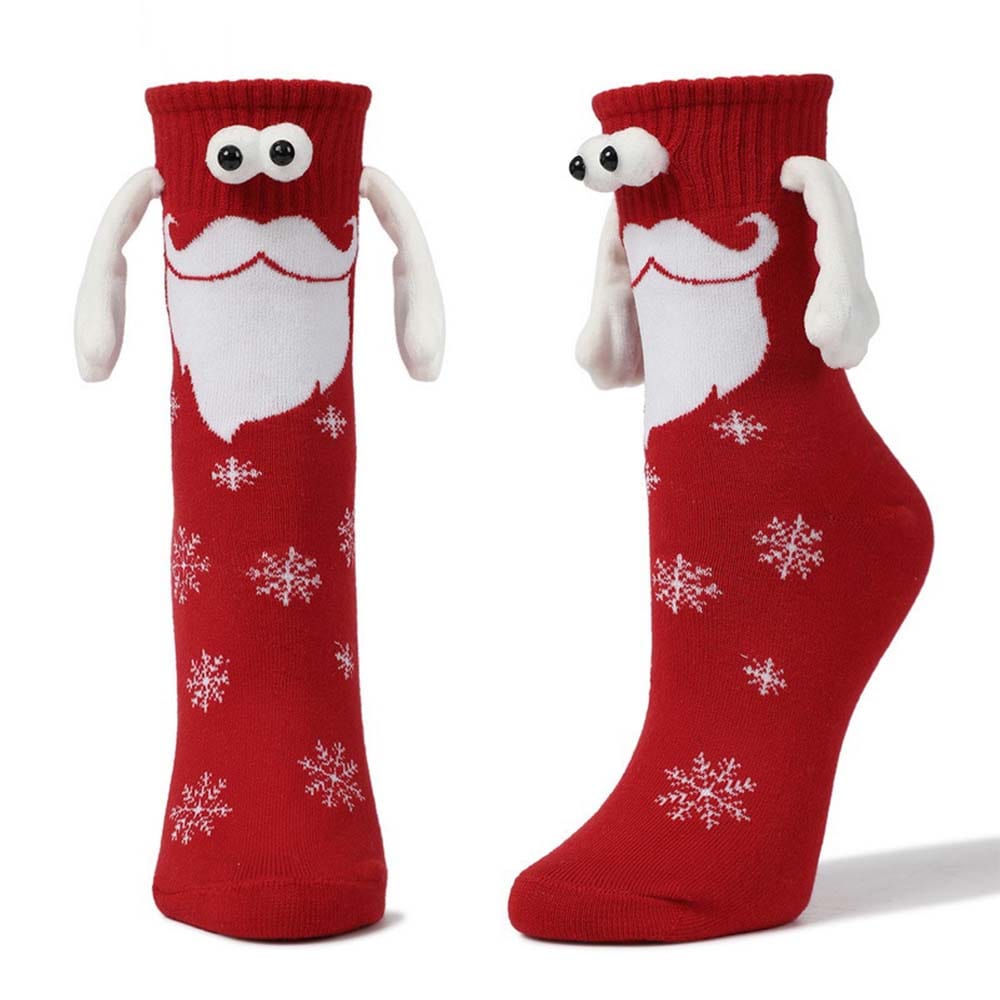 Funny Doll Mid Tube Socks Magnetic Holding Hand Socks Santa Claus Red Socks Christmas Gifts - Giftlab