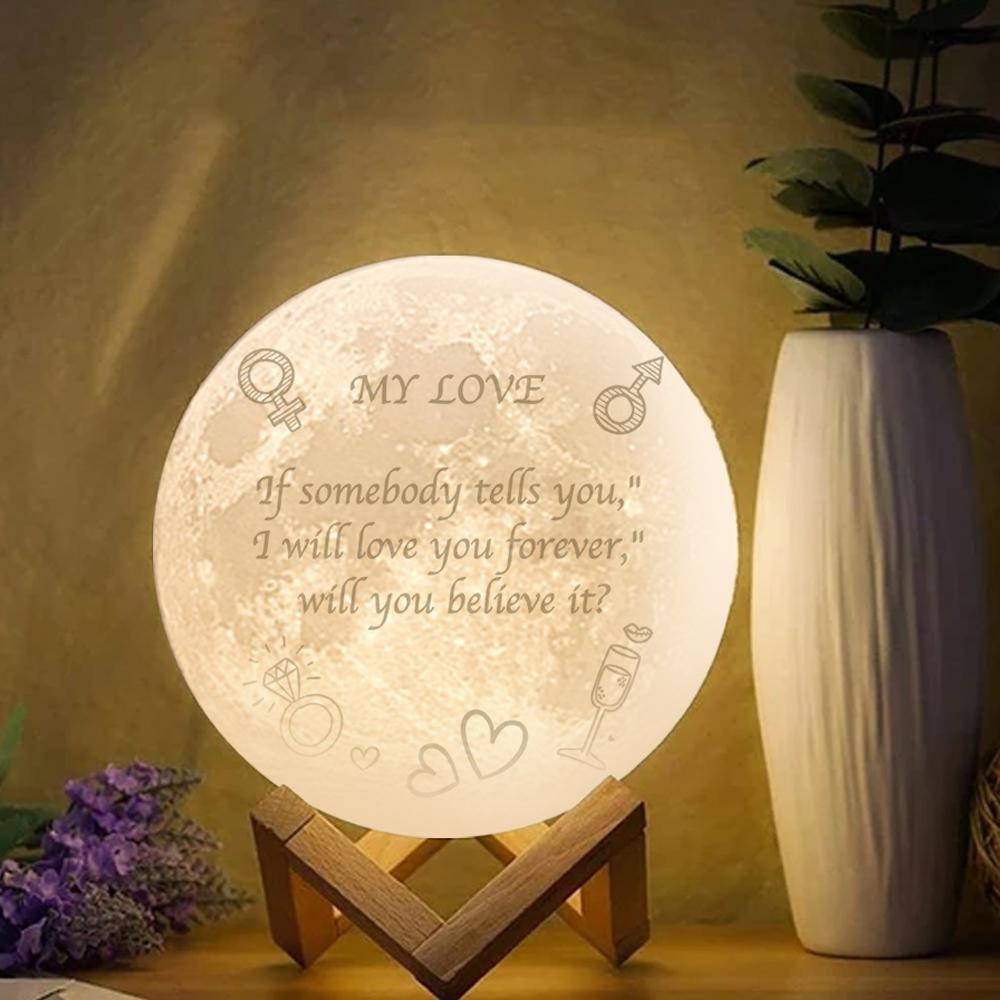Anniversary Gift Engraved Moon Lamp - Touch Two Colors (15-20cm) - Giftlab