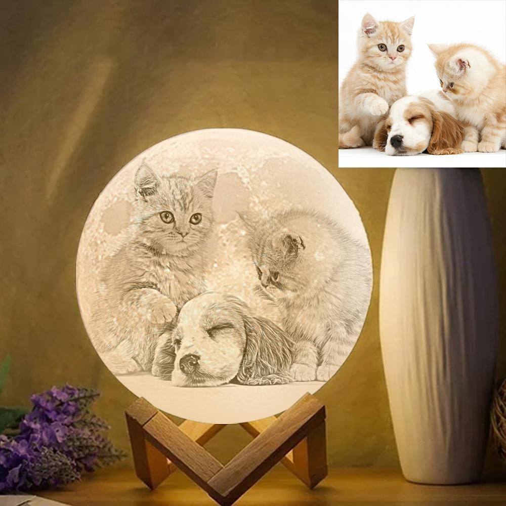 Pet Sympathy Gift Photo Moon Lamp - Tap Three Colors - Giftlab