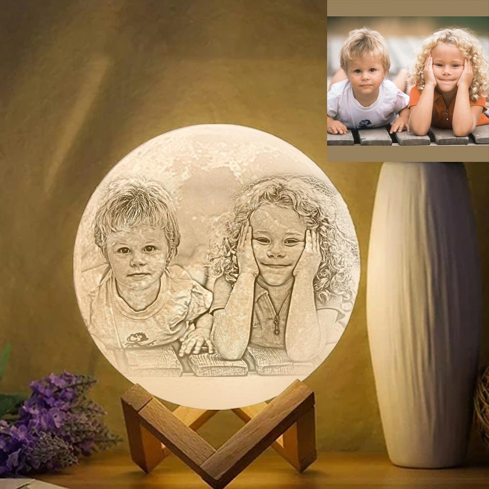 Custom Photo Moon Lamp Gift For Kid - Tap Three Colors - Giftlab