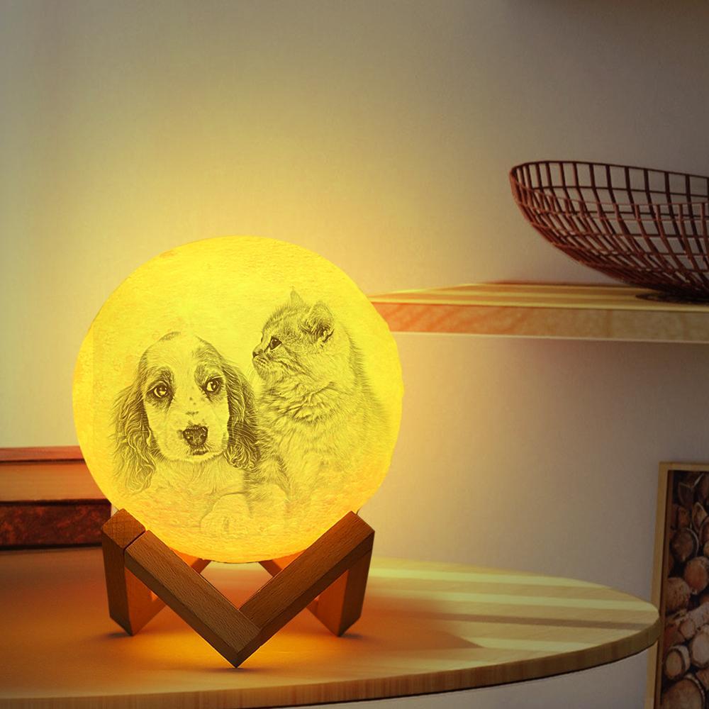 Pet Memorial Gifts 3D Moon Lamp  - Remote Control 16 Colors - Giftlab