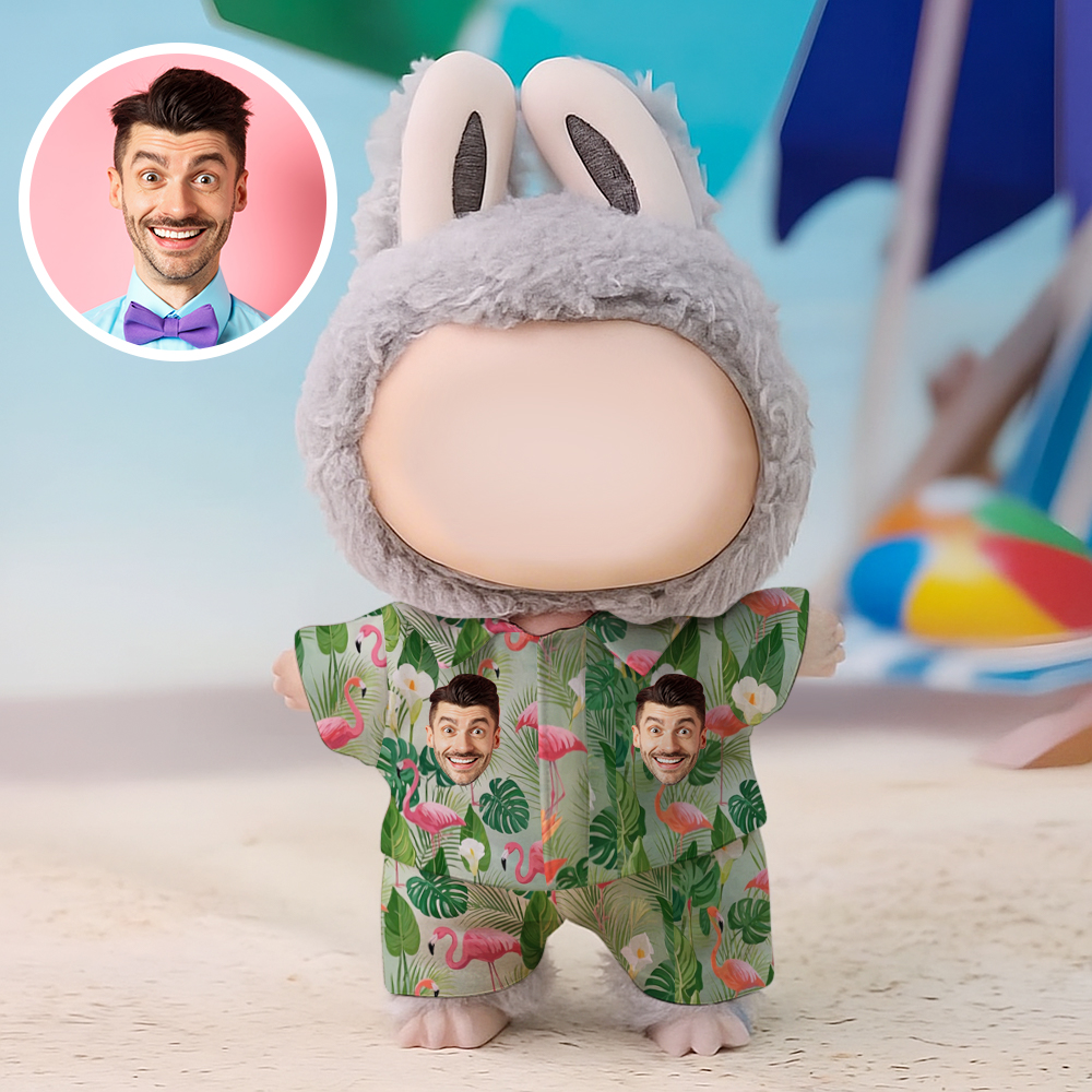 Custom Photo 17cm Labu Doll Green Summer Beach Shirt Set Doll Clothing Fits Gen 1/2/3 (Doll Not Included)