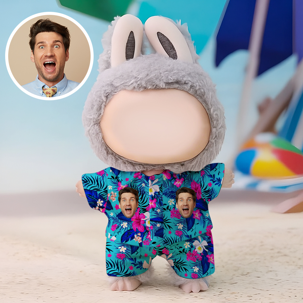 Custom Photo 17cm Labu Doll Tropical Style Summer Beach Shirt Set Doll Clothing Fits Gen 1/2/3 (Doll Not Included)