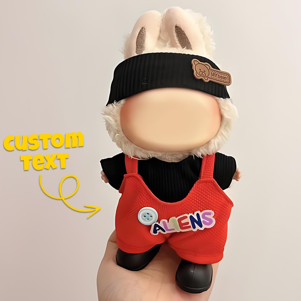 Personalized 17cm Labu Doll Clothes Red Overalls Doll Outfits Fits Gen 1/2/3 (Doll Not Included)