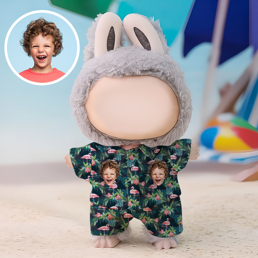 Custom Photo 17cm Labu Doll Clothes Tropical Plants Style Summer Beach Shirt Set Doll Outfit Fits Gen 1/2/3 (Doll Not Included)