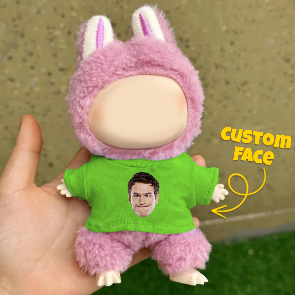 Custom Labu Doll T-shirt Personalized Photo 17cm Labu Doll White Clothes Fits Gen 1/2/3 (Doll Not Included)