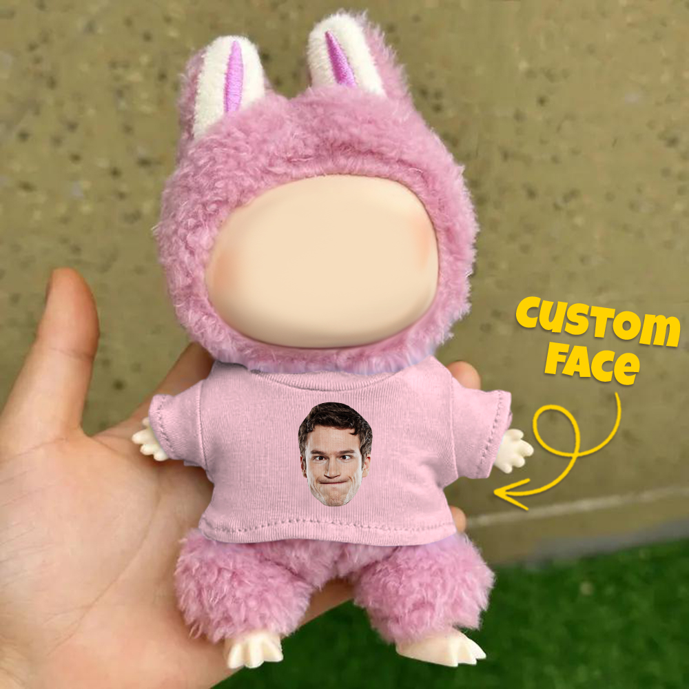 Custom Labu Doll T-shirt Personalized Photo 17cm Labu Doll White Clothes Fits Gen 1/2/3 (Doll Not Included)
