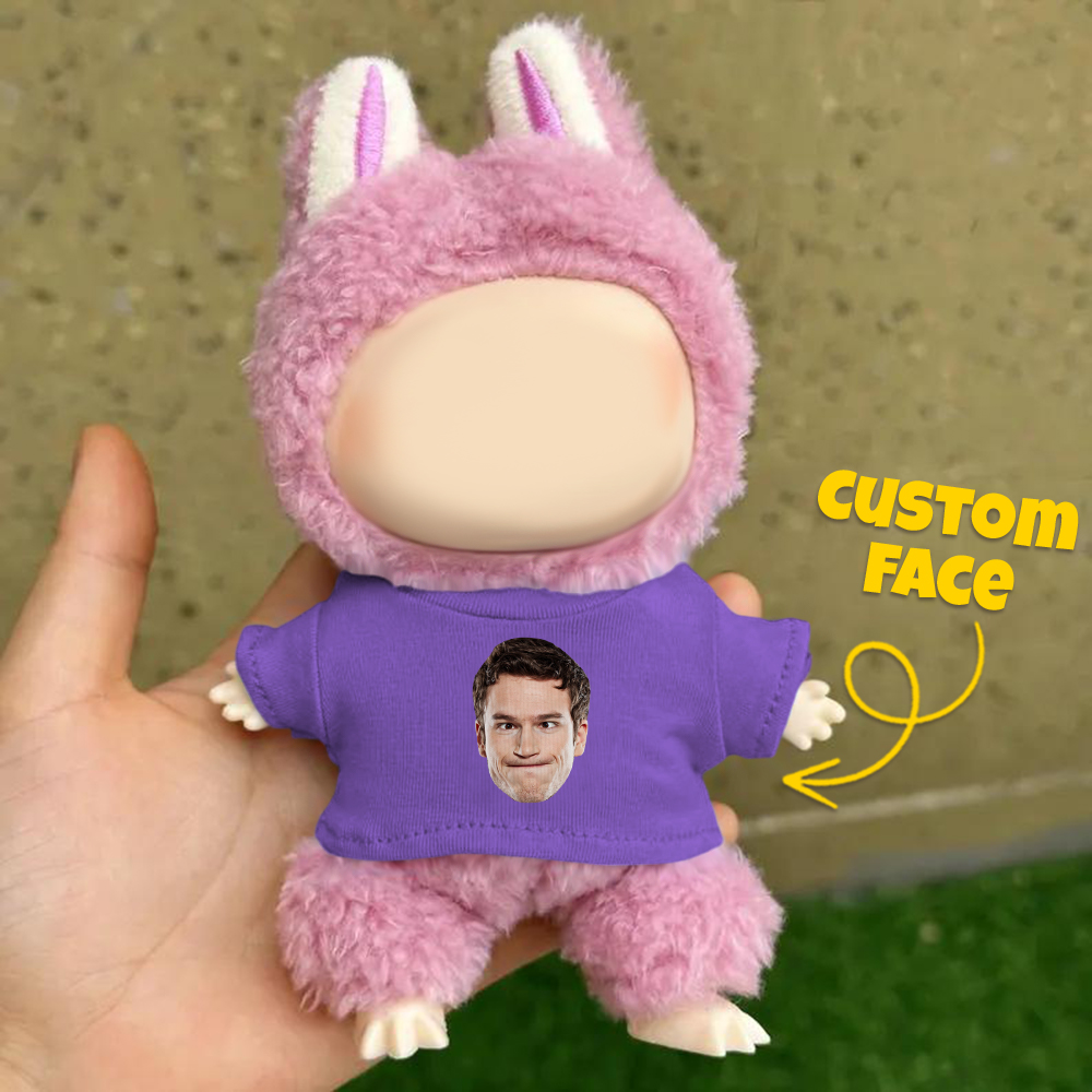 Custom Labu Doll T-shirt Personalized Photo 17cm Labu Doll White Clothes Fits Gen 1/2/3 (Doll Not Included)
