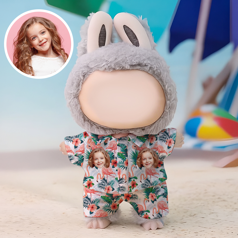 Custom Photo 17cm Labu Doll Summer Beach Shirt Set Doll Clothing Fits Gen 1/2/3 (Doll Not Included)