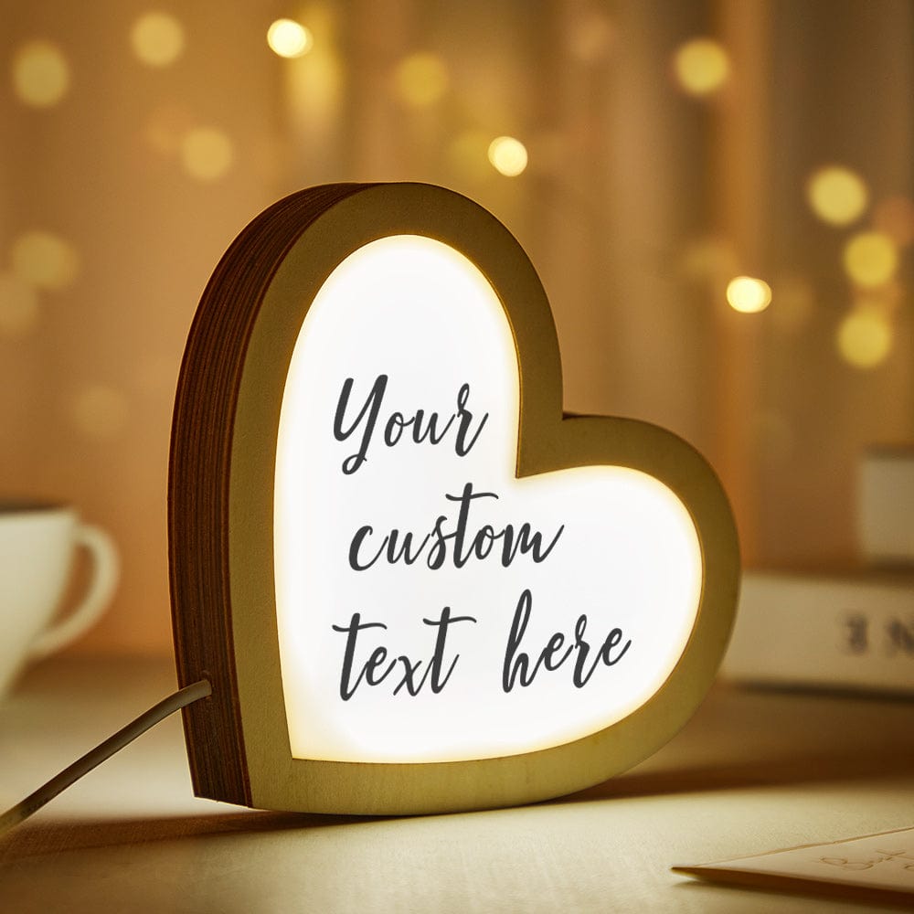 Custom Photo Heart Box Lamp Personalized Engraved Picture Frame Night Light Bedroom Decor