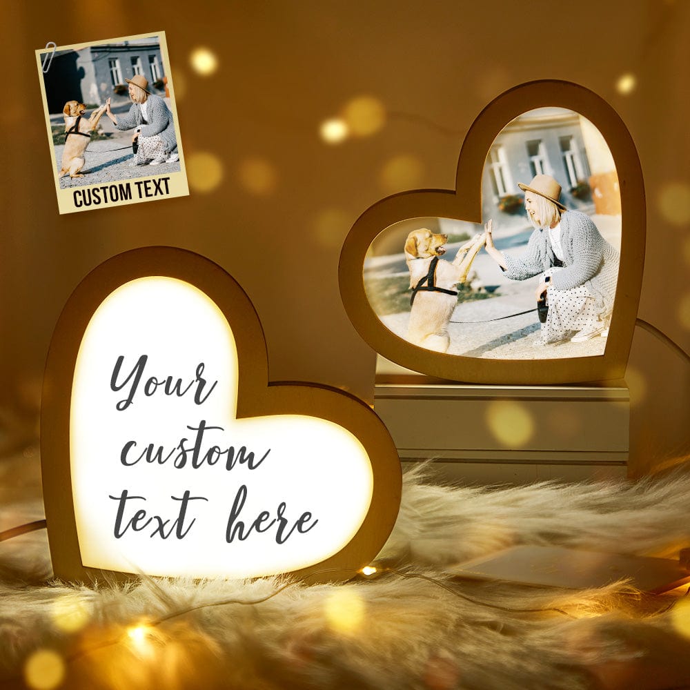 Custom Photo Heart Box Lamp Personalized Engraved Picture Frame Night Light Bedroom Decor
