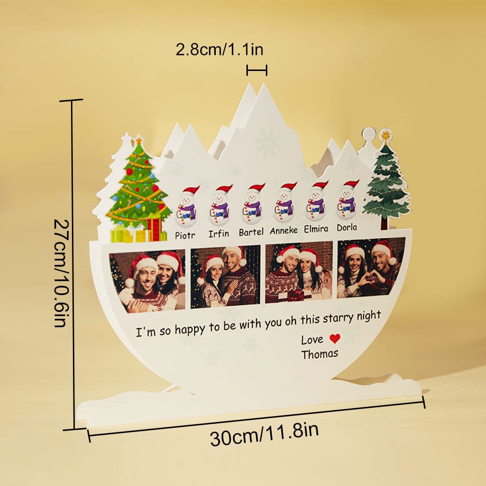 Custom Photo Christmas Lamp with Personalized Name Snowman Family Light Home Decor Christmas Gifts - Giftlab