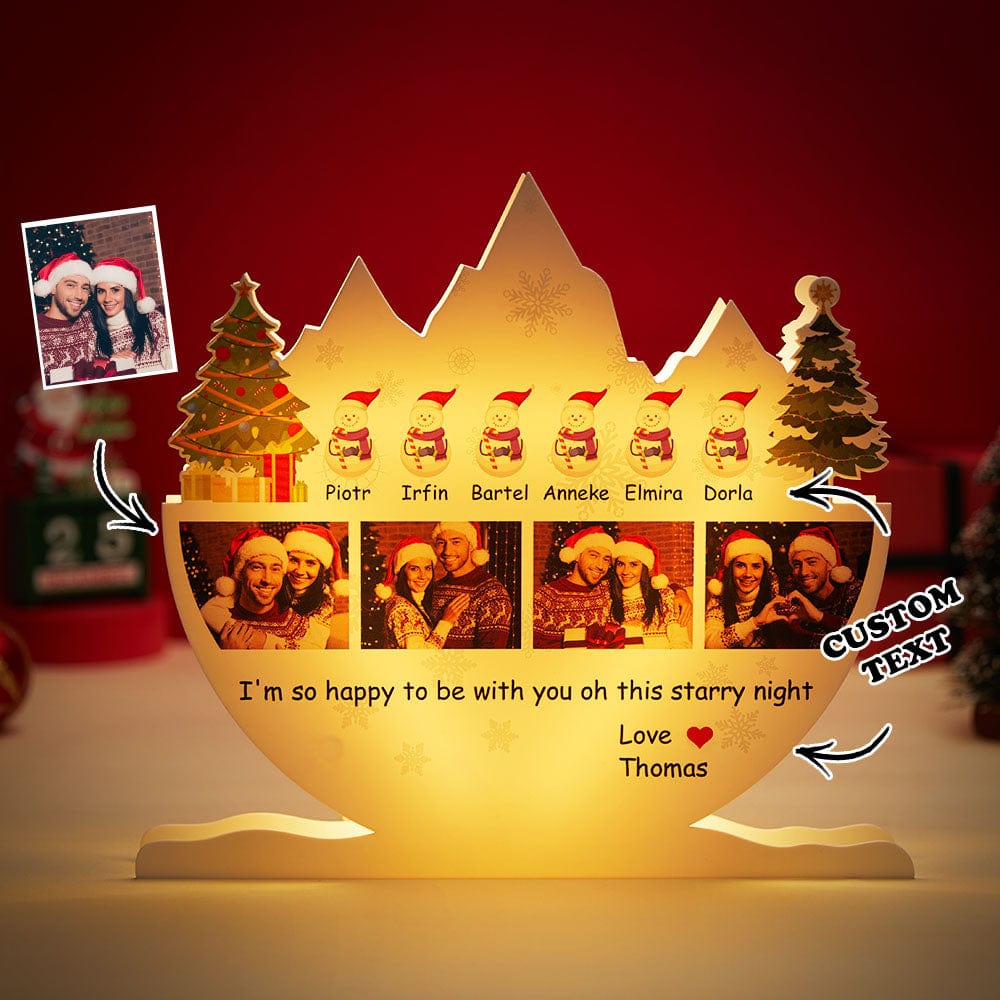 Custom Photo Christmas Lamp with Personalized Name Snowman Family Light Home Decor Christmas Gifts - Giftlab