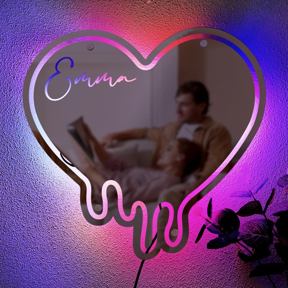 Personalized Name Mirror Light Melting Heart Colorful Gift - Giftlab