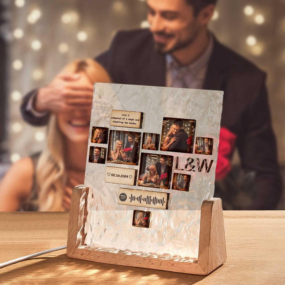 Custom Photo Frame Night Light Personalized Spotify Code Light Wooden Accessory Valentine's Day Gift for Couples - Giftlab