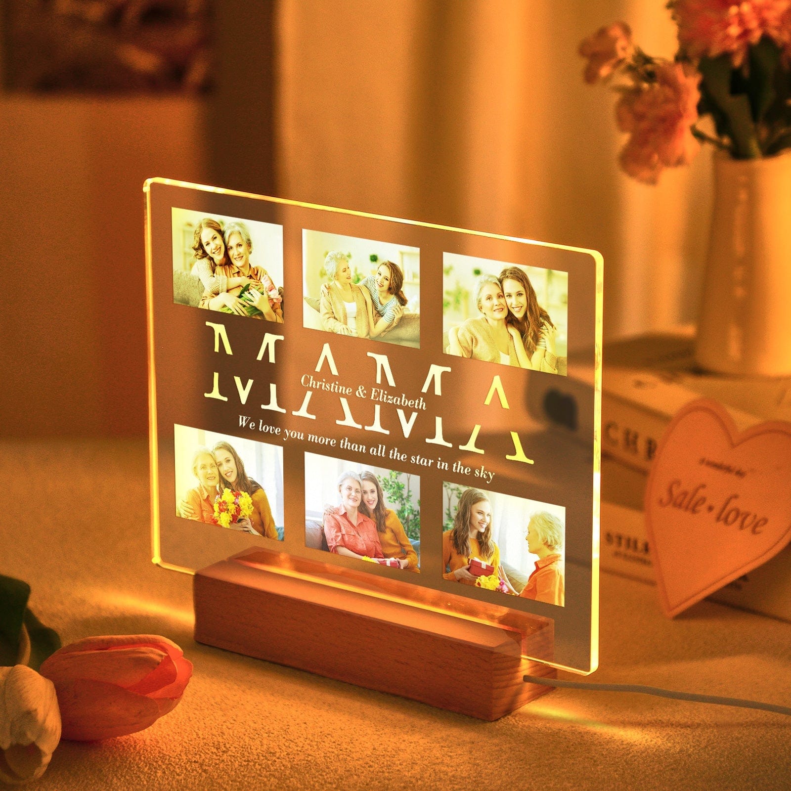 Custom Photo Night Lamp Personalized Acrylic LED Night Light with Text Mother's Day Gifts For Her - Giftlab