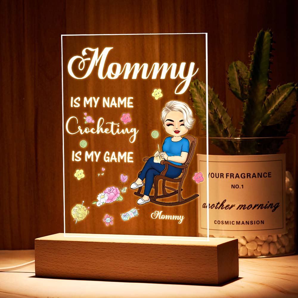 Custom Lamp Mother's Day Gifts Crocheting is My Game Night Light - Giftlab