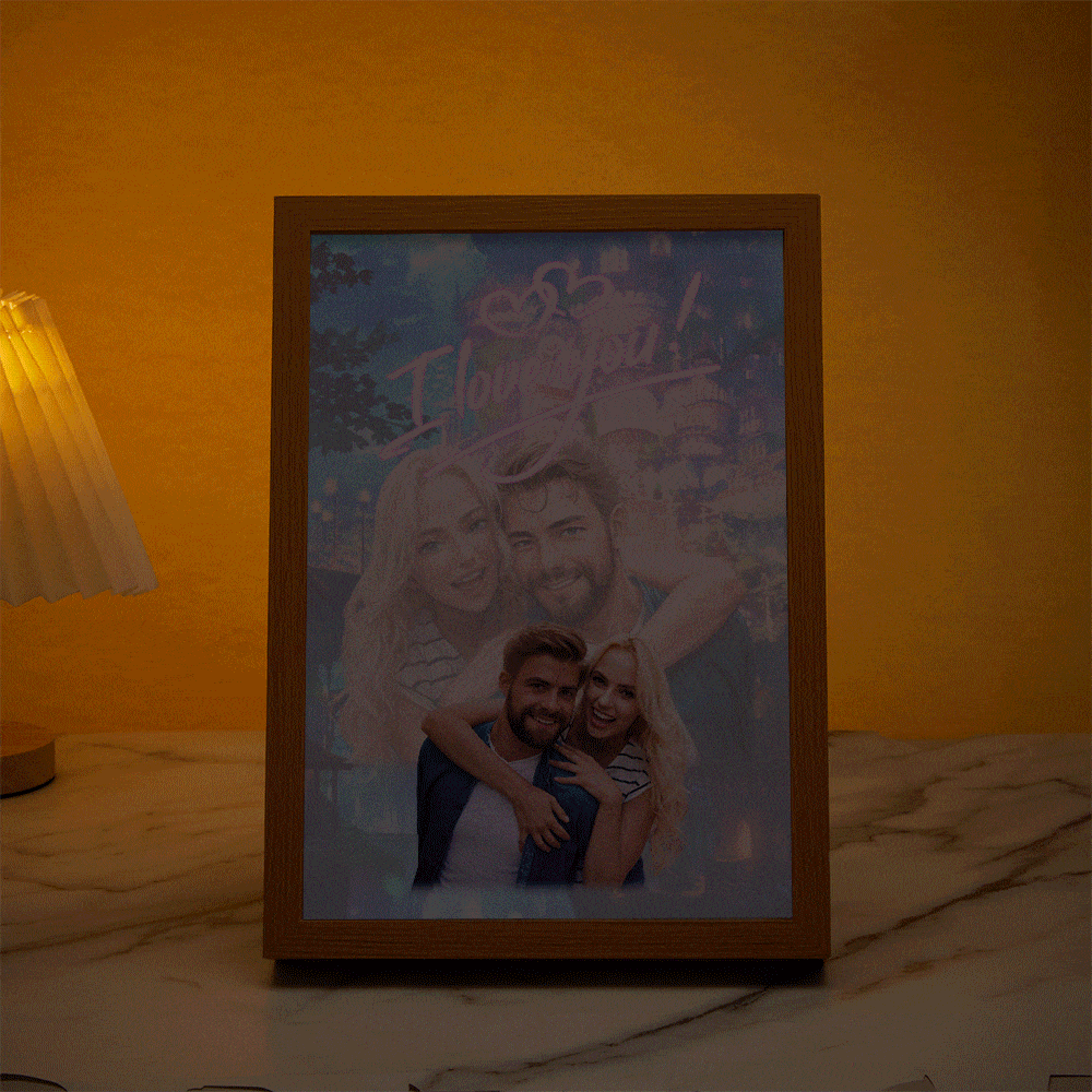 Customizable Art Framed Lamps for Couples Personalized Miracle Light Couple Portraits Best Anniversary Gift - Giftlab