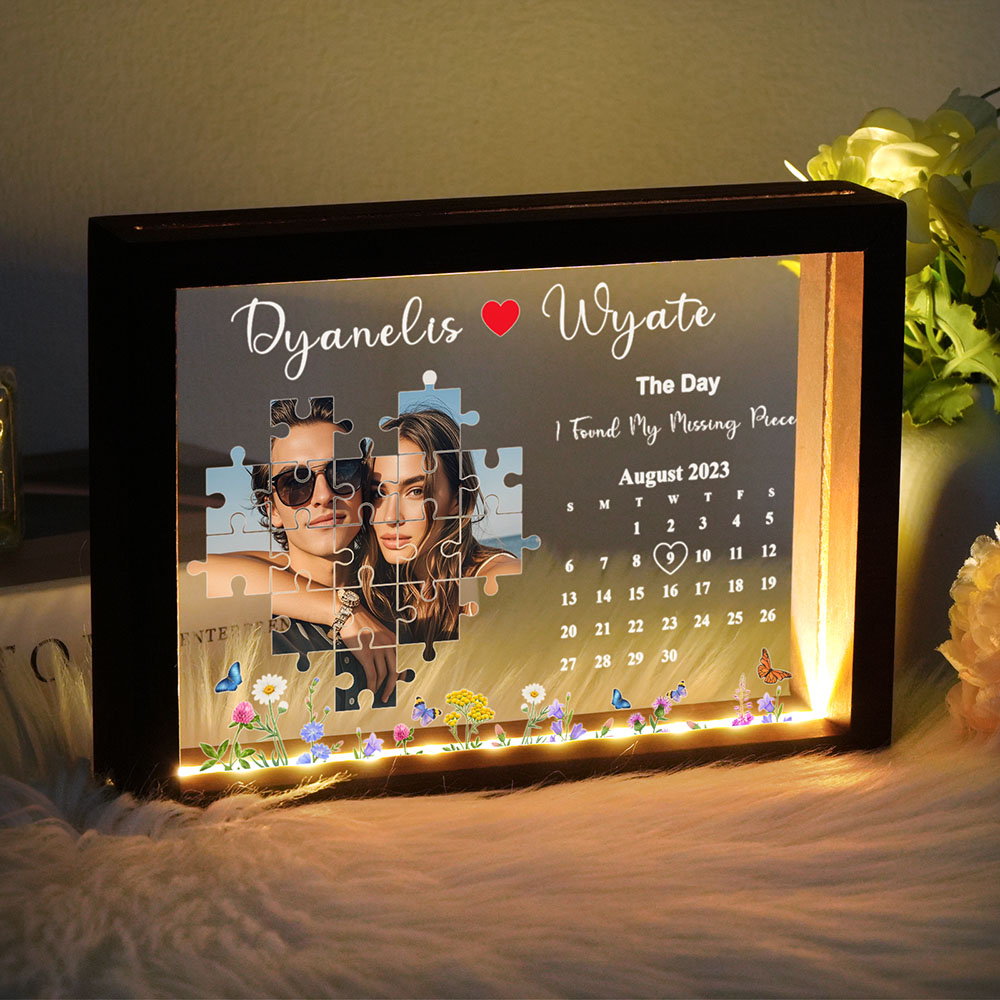 The Day I Found My Missing Piece Night Light Frame Personalized Gift - GiftlabUS