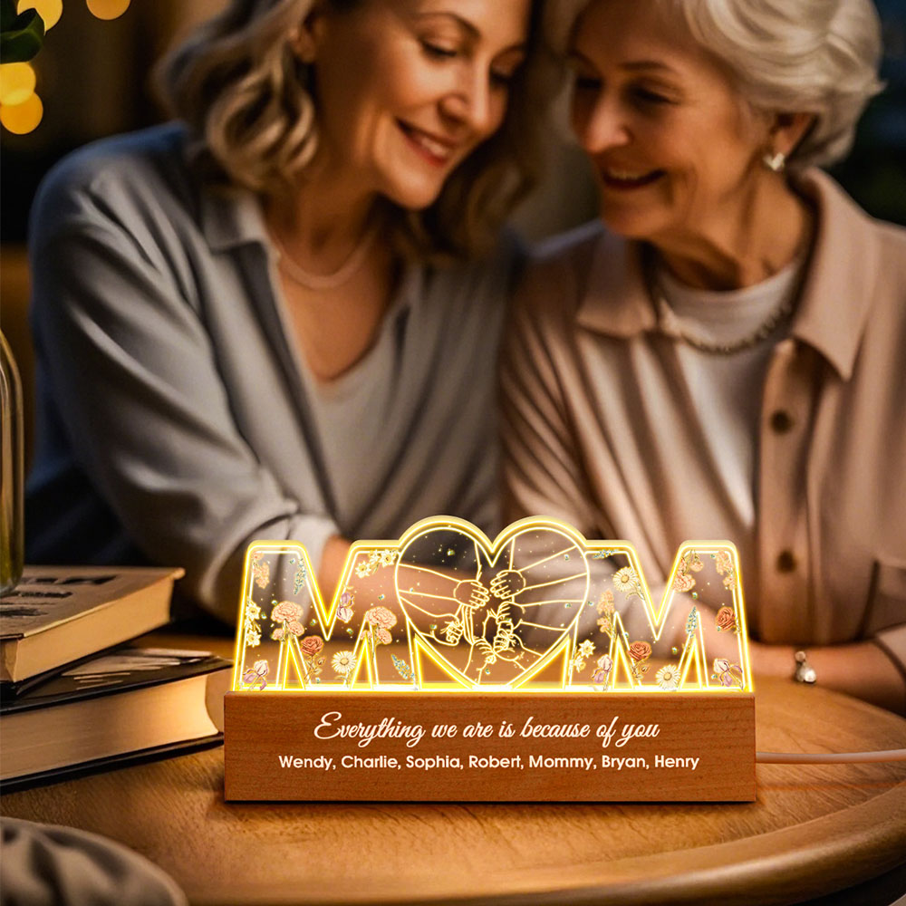 Personalized Mom LED Night Light with Birth Flower Night Light Mother's Day Gift for Mom - Giftlab