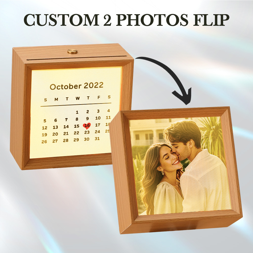 Custom Photo Engraved Calendar Lenticular Photo Lamp  2 in 1