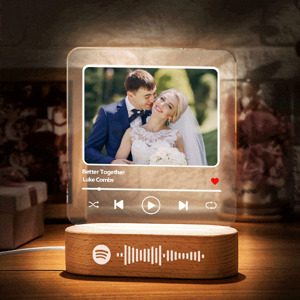 Wedding Gifts Glass Song Plaque Custom Spotify Plaque Acrylic Music Plaque Night Light Personalized Gift - Giftlab