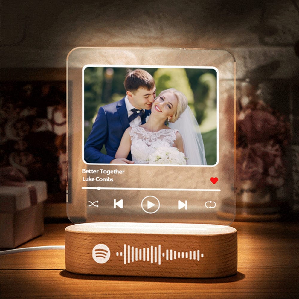 Wedding Gifts Glass Song Plaque Custom Spotify Plaque Acrylic Music Plaque Night Light Personalized Gift - Giftlab