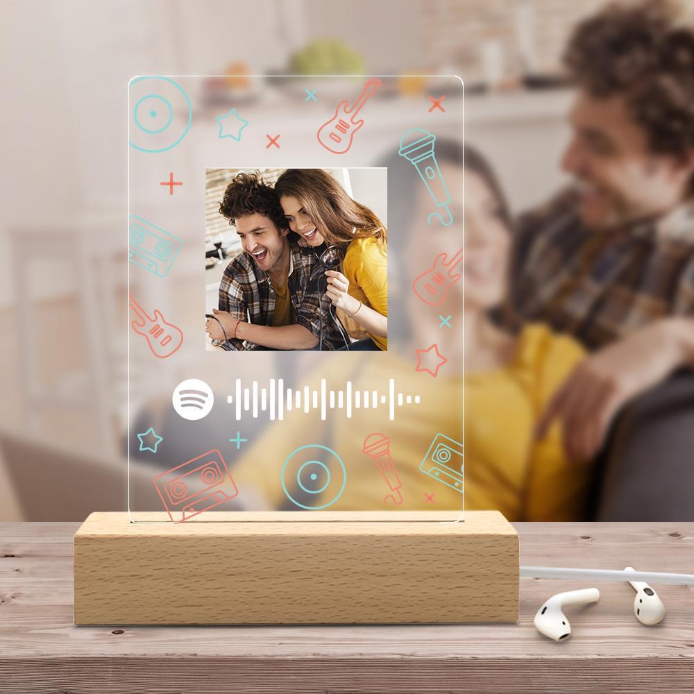Spotify Glass Night Light Spotify Song Personalized Lamp Digital Prints Gifts for Her Valentines Day Gifts - Giftlab