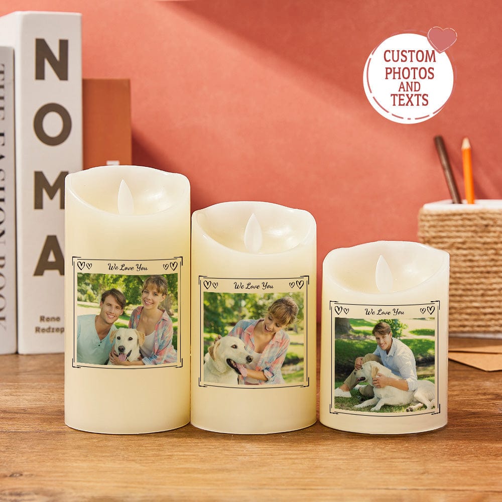 Custom Photo Candles Handmade LED Flameless Electric Candle 3 Sets - Giftlab