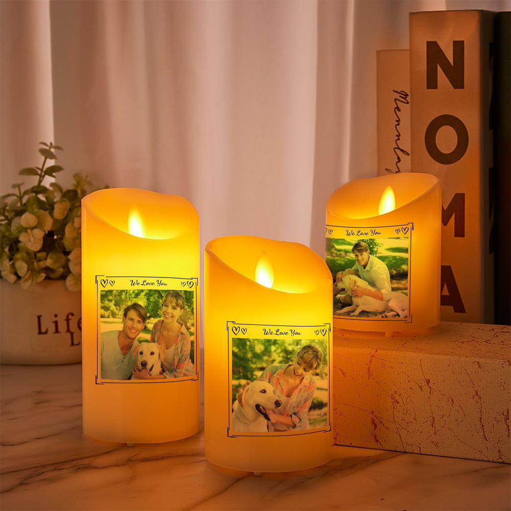 Custom Photo Candles Handmade LED Flameless Electric Candle 3 Sets - Giftlab