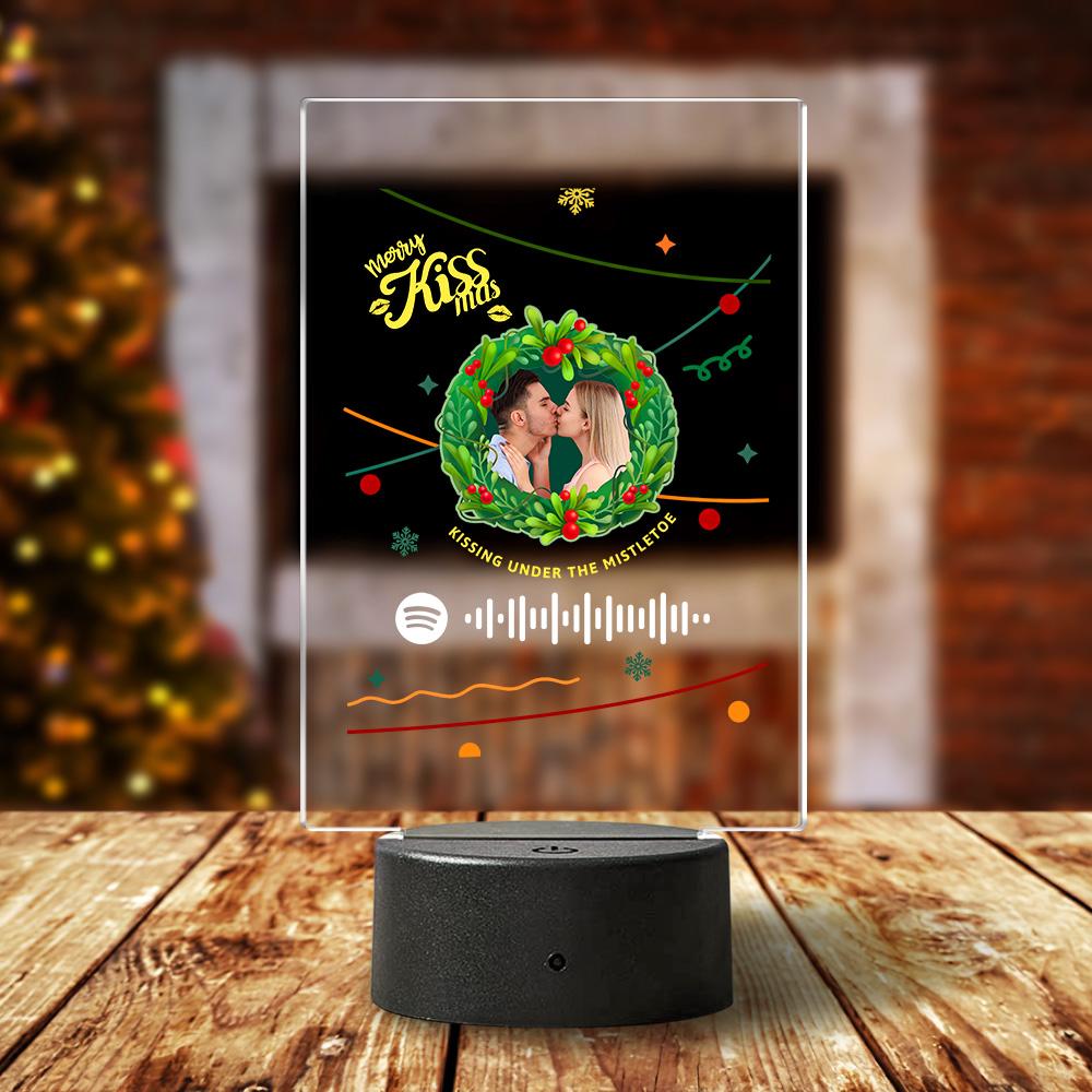 Custom Spotify Art Night Light with Scannable Music Night Light Christmas Gift Kissing Under the Mistletoe Lamp - Giftlab
