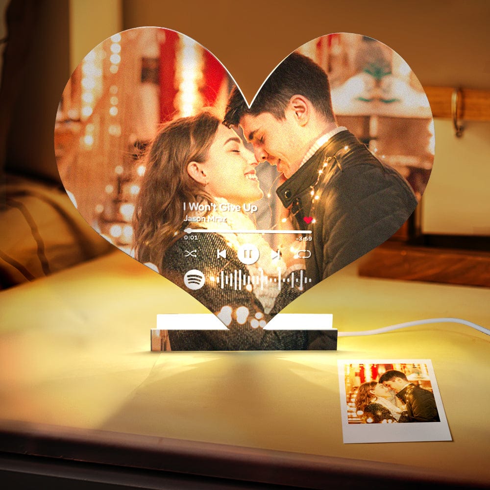 Personalized Spotify Code Photo Heart-shaped Light Gift for Lover - Giftlab