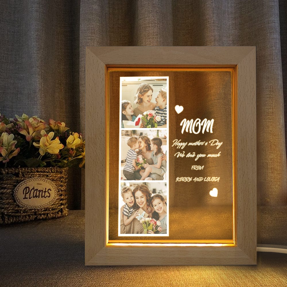 Mother's Day Gift Photo Night Light for Mom Custom Photo and Kids Name - Giftlab
