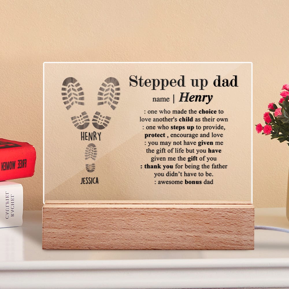Father's Day Gifts Custom Acrylic Lamp With Names Engraved Night Light Gifts for Step Father - Giftlab