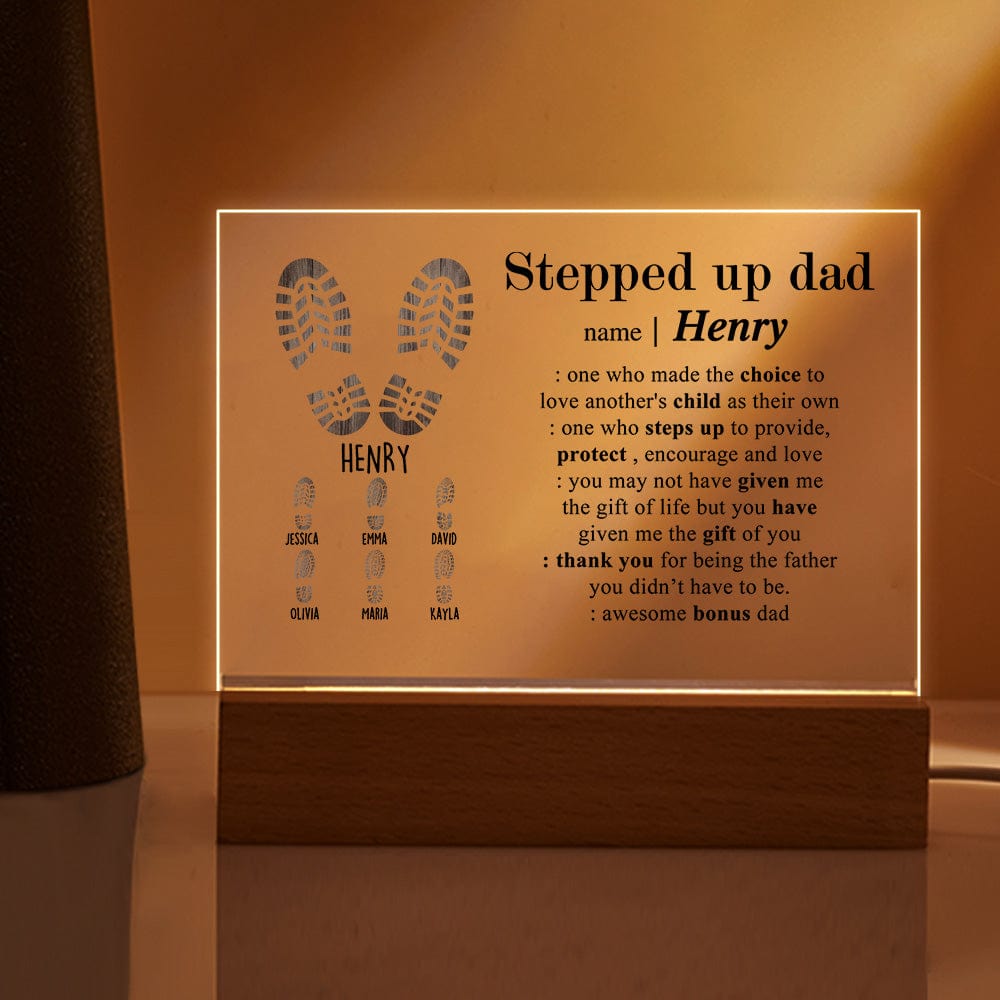 Father's Day Gifts Custom Acrylic Lamp With Names Engraved Night Light Gifts for Step Father - Giftlab