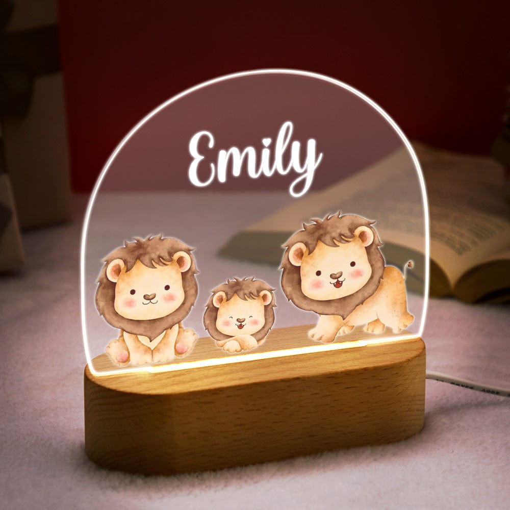 Personalized Name Cute Lion Night Light Custom Name Nursery Room Lamp Gift For Kids - Giftlab