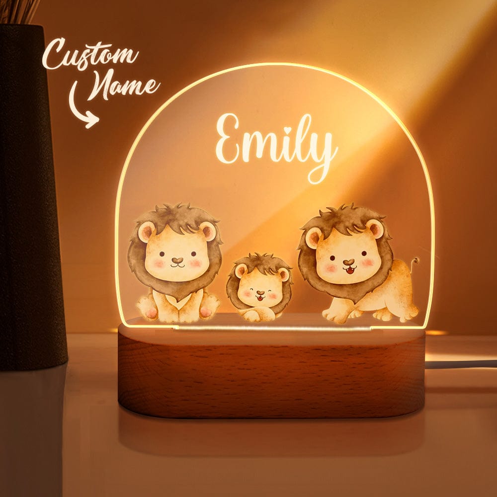 Personalized Name Cute Lion Night Light Custom Name Nursery Room Lamp Gift For Kids - Giftlab