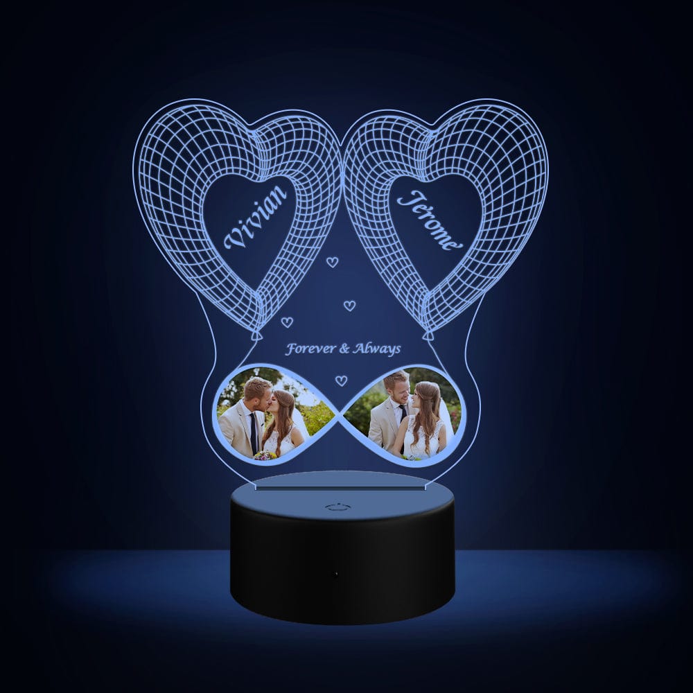 Custom Night Light Heart-shape Personalized Gifts 3D Illusion Gifts for Her - Giftlab