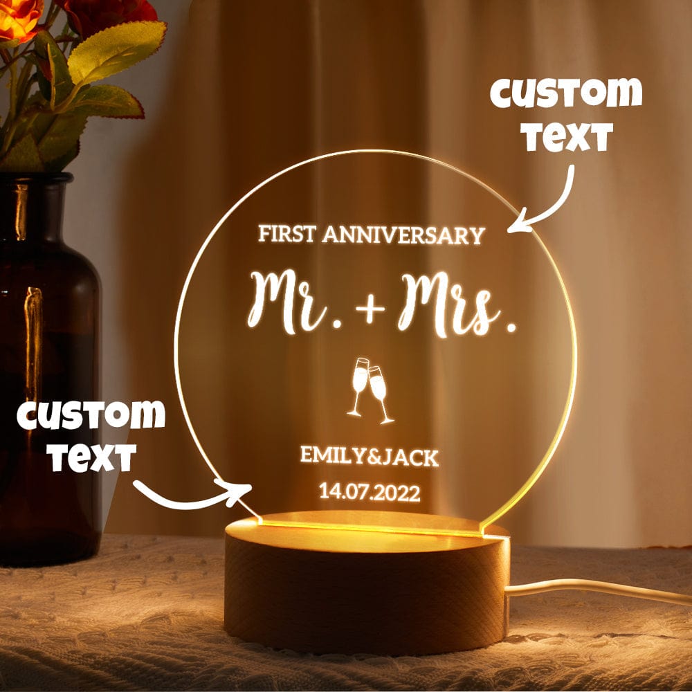 Personalized Night Light Engraved Name Lamp For Anniversary Gifts-7 Colors - Giftlab