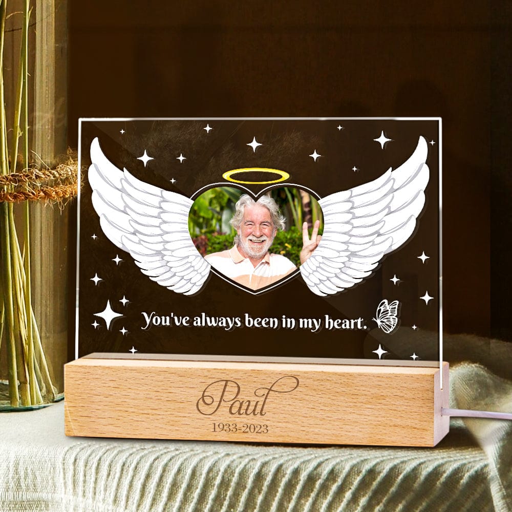 Custom Photo Night Light Acrylic Engraved Lamp in Memory of Grandpa - Giftlab