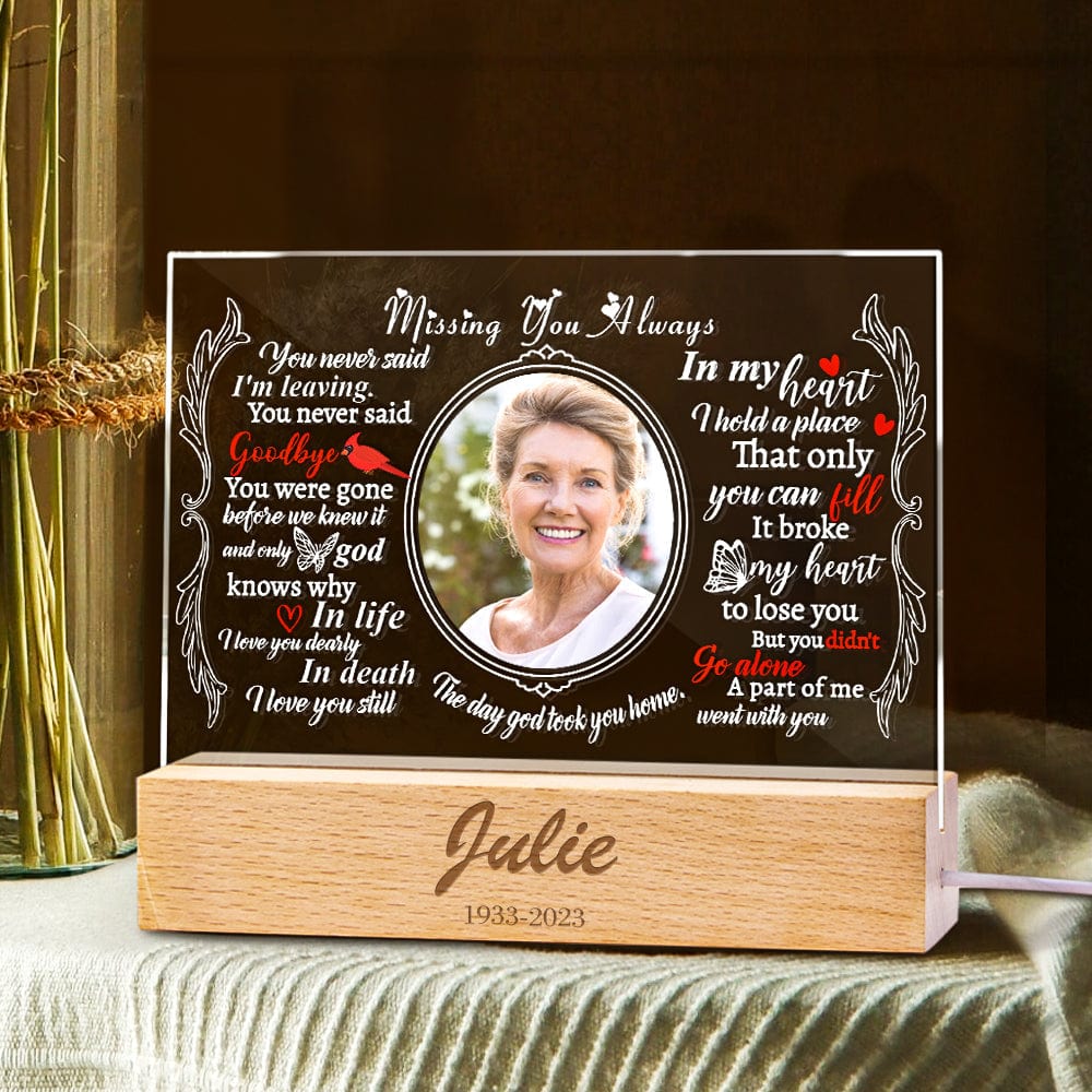 Custom Photo Night Light Acrylic Engraved Lamp in Memory of Grandma - Giftlab