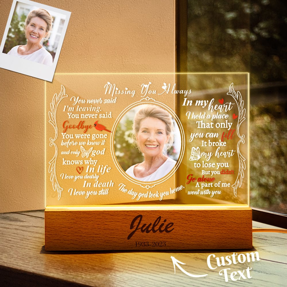 Custom Photo Night Light Acrylic Engraved Lamp in Memory of Grandma - Giftlab